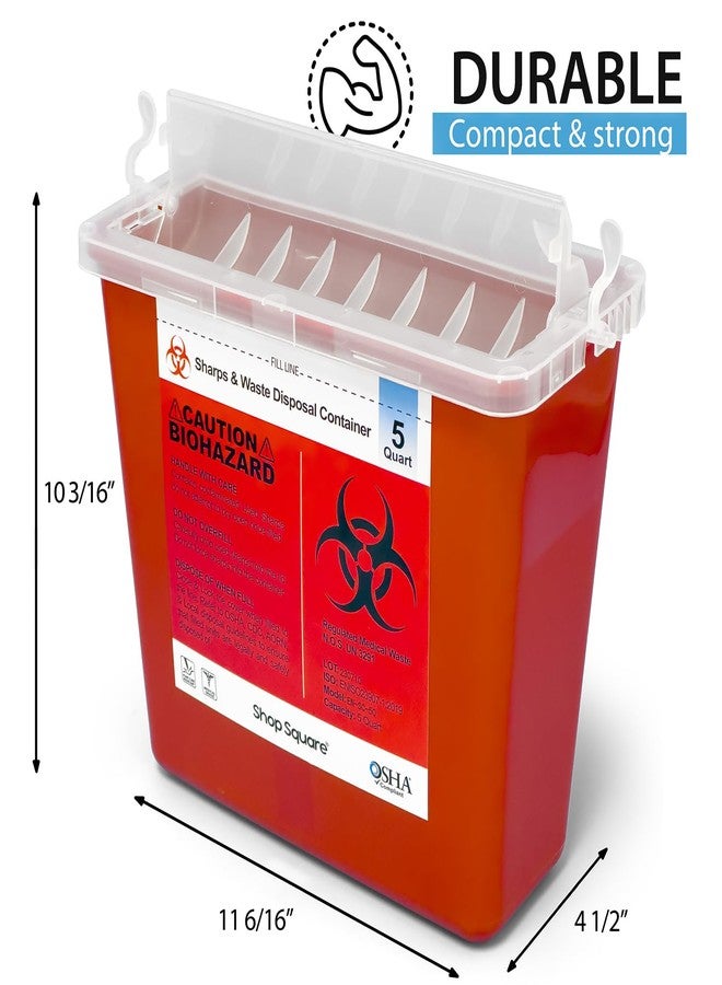 Shop Square Sharps Container for Home Use and Professional - 5 Quart (2 Pack) Large Sharps Container, Needle Disposal, Touch Free Rotating Lid - Image 3